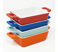 Joeji's Kitchen Set of 4 Mini Rectangle Ceramic Oven Baking Dishes - Ideal for Mini Lasagne Shepherds Pie and More - Small Casserole Dish - Individual & Kids Portion