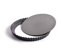 joeji's Kitchen Quiche Dish 22cm - Non Stick Carbon Steel - Perfect Tart Pie Flan Tin for Oven - Easy Release Loose Base - Freezer and Dishwasher Safe - Large Baking Pastry Dish Tins