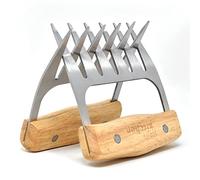 Joeji's Kitchen Set of 2 Meat Shredder Bear Claws with Robust Wooden Handles - Stainless Steel - Ideal for Chicken Pulled Pork Beef BBQ and More