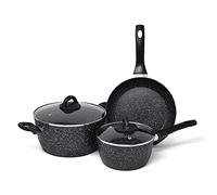 Set of 3 Pots and Pans with Cool Touch Handle - Black
