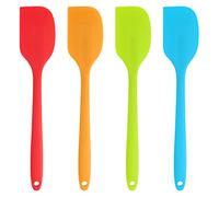 Joeji's Kitchen Set of 4 Silicone Spatulas for Cooking Baking - Non-Stick Kitchen Utensils in Assorted Bright Colours - Cake Batter Cream Scraper - Heat Resistant and Food Safe - Orange Blue Green Red