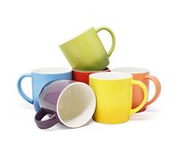 joeji's Kitchen Set of 6 Multi Coloured Tea Coffee Mugs Set - 350ml Capacity - Durable Stoneware - Dishwasher Safe - Ideal Housewarming Christmas Party Gift