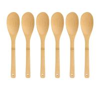Joeji's Kitchen Set of 6 Wooden Spoons - 30cm Bamboo Wooden Spoons Cooking Utensils - Deep Bowls Mixing Resistant Elegant Easy to Clean Oval Wood Spoon Better for Your Health