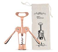 Joeji's Kitchen Corkscrew Bottle Opener - Wine Cork Screw Wing - Remove Beer Olive Oil Multifunctional Corks and Caps - Deluxe Storage Bag - Rose Gold