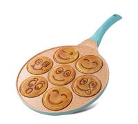 Joeji's Kitchen 7 Hole Pancake Pan 26cm - Smiley Faces Mold - Non Stick and Induction Suitable - Lightweight Cast Aluminium - Mini Pancakes - Fun Kids Breakfast - Blue