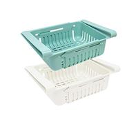 Joejis Set of 2 Fridge Organizer Rack Inserts, Plastic Fridge Storage Containers, Retractable Fridge Organisers (Blue & White)