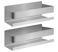 Joejis Shower Caddy No Drill - Strong 3M Self Adhesive No Drill Wall Mounted Shelf - Stainless Steel - Tidy Shampoo Gel Storage Basket - Shower Organiser (2 Pack Silver)