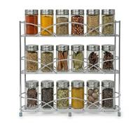 joeji's Kitchen Free Standing Spice Rack Organiser - Perfect Spices & Herbs Storage Holder - Up to 21 Jars Capacity - Suction Cups for Stability - Silver
