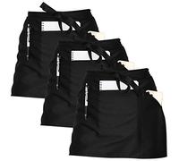 Joeji's Waist Apron Black Pack of 3 with Pockets Kitchen Half Apron