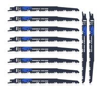 JOEJONI 10-Piece Reciprocating Saw Blades Set, 230mm 5TPI Sabre Saw Blades for Wood Cutting, Reciprocating Tool Accessories Set, Compatible with Bosch Dewalt Makita and many others