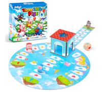 JOEJONI Wooden Board Game The Three Little Pigs and the Big Bad Wolf, Educational Preschool Game for Kids Ages 3+, 1-4 Players, Comes with Wooden Blocks & Puzzle Board, Improves Hand-Eye Coordination