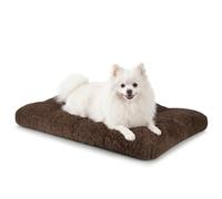 JOEJOY Dog Bed Crate Pad, Deluxe Plush Washable Dog Beds Fulffy Soft Kennel Pad Anti-Slip Pet Sleeping Mat for Small Dogs，23" x 18", Brown