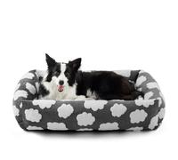 JOEJOY Dog Bed Medium Size Dogs, Rectangle Washable Dog Beds Medium Sized with Removable Zipper Cover, Cute Soft Calming Orthopedic Puppy Pet Bed with Jacquard Shaggy Plush & Non Skid Bottom,Grey