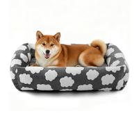 JOEJOY Dog Beds Large Sized Dogs, Rectangle Washable Large Dog Bed with Removable Zipper Cover, Cute Soft Calming Orthopedic Pet Bed with Jacquard Shaggy Plush & Non Skid Bottom,Grey