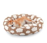 JOEJOY Donut Dog Bed Medium Size Dog, Cute Round Calming Pet Bed with Removable Washable Cover, Orthopedic Puppy Bed with Jacquard Shaggy Plush & Non Skid Bottom
