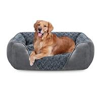 JOEJOY Extra Large Dog Sofa Bed, Waterproof Rose Velvet Bed With Nonskid Bottom, Low Front Edge Bed For Large Labrador, German Shepherd, Golden Retriever, 89x64x23cm