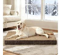 JOEJOY Extra Large Orthopedic Dog Bed, XL Dog Crate Bed Washable and Dog Mat Mattress with Memory Foam&Removable Cover, 104x69x9.5CM（Brown）