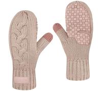 Jökulríki Touchscreen Mittens for Women Sherpa Lined Cold Weather Chunky Cable Knit Mitt, Blush- No Touchscreen Functionality, One Size