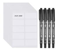 JOELELI 200Pcs No-Iron Clothes Labels for Kids Writable Fabric Labels with 4Pcs Permanent Fabric Marker Pens, Waterproof Name Labels Clothing Tags, Personalized Your Uniform