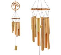 JOELELI Wooden Wind Chimes for Garden, Large Hanging Tree of Life Windchimes Indoor Outdoor Good Luck Decoration for Women MOther's Day Cemetery Outside Patio and Home