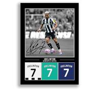 Joelinton Newcastle United Signed Photo Poster Print Picture Display Framed Autograph Memorabilia for Football Fans Gift Magpies Brazil (Black A4 Poster Only)