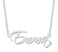 JOELLE JEWELRY Personalised White Gold Name Necklace 18K Gold Plated Silver Custom Script Nameplate Pendant Jewellry Birthday Gift for Women Girl Teenage Bridesmaid