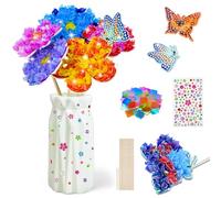 Joellfuner Flowers for Children, Bouquet Crafts for Children Set, Little Girl Room Decoration Flower with Vase, DIY Handmade Flower Bouquets for Age 3 Years