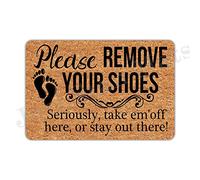 Joelmat Please Remove Your Shoes Seriously Take Em'Off Here Or Stay Out There Entrance Non-Slip Indoor Rubber Door Mats for Front Door/Bathroom/Garden/Kitchen/Bedroom 23.6"x 15.7"…