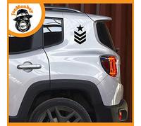 JoeMonkey Kit 2 Pieces - Graduated Stars Jeep Renegade 25 x 15 cm - US Army Military Army Wall Stickers Stickers Sticker (Black)