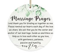 JOEPACXIC Marriage Prayer Christmas Ornament, Wedding Gifts for Newlyweds Couple Christian Gifts for Women Wife Husband Double-Side Printed 3” Ceramics Christmas Keepsake Ornament