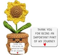 JOEPACXIC Thank You Gifts for Women Men, Handmade Positive Crochet Sunflower with Card, Thanksgiving Appreciation Gift for Teacher, Friend, Mom Mothers Day Christmas, Dad Fathers Day Birthday