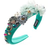 JOERBABU Hairband, Elegant Flower Headband for Female Fashion Rhinestones Studded Hairband Travel Hairhoop Nonslip Hairband Girl Hair Decor
