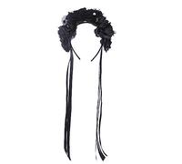 JOERBABU Hairband, Gothics Flower Hairband with Ribbon for Women Cosplay Party Costume Day of the Death Headpiece Holiday Head Accessories