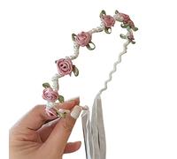 JOERBABU Hairband, Rose Headband Rose Hairband Bridal Headband Rose Flower Pearl Headband with Ribbon Bridal Hairband Wedding Headband