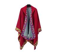 JOERBABU Scarf, Women Hooded Poncho Cape Ethnic Floral Oversized Sweater Cloak Shawl Wraps Open Front Cardigan Coat Blanket for Travel