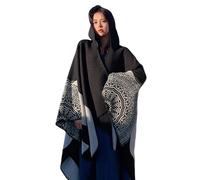 JOERBABU Scarf, Women Hooded Poncho Cape Geometric Floral Sweater Cloak Shawl Wraps Open Front Cardigan Coat Blanket for Travel