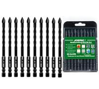 JOERIC 10pc 1/4”(6mm) Eccentric Drill Bit Set, Masonry Drill Bit Sets Concrete Drill Bit for Tile,Glass,Brick,Plastic,Cement,Wood with Storage Case (Black).
