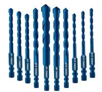 JOERIC 10PCS Blue Masonry Drill Bit Set, Carbide Tipped Ceramic Tile Drill Bits for Concrete Brick Glass Plastic and Wood (3/16”-1/2”)