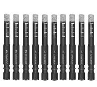 JOERIC 14 Dry Diamond Drill Bit Set, 10 PCS 6mm Ceramic Drill Bit Diamond Core Drill Bit Tile Drill Bit with Storage Case for Granite Marble Tile Ceramic Stone Glass (Not for Wood)