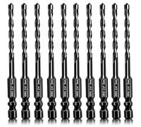 JOERIC 5mm Masonry Drill Bit Set 10PC Concrete Drill Bit Set- Ceramic Brick Drill Bit Industrial Cemented Carbide Tip YG6X, Hex Shank for Glass, Soft Ceramic Tile, Mirror, Plastic.