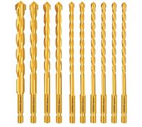 JOERIC Titanium Plating Masonry Drill Bit Set, 10PC Concrete Drill Bit Set for Ceramic Brick Drill Bit Industrial Cemented Carbide Tip YG6X, Mirror, Plastic with size 4mm 5mm 6mm 8mm 10mm 12mm