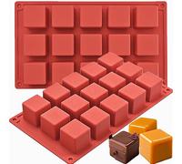 JOERSH 2 Pieces Square Chocolate Candy Mold Silicone Gummy Molds Baking Molds for Cube Cakes, Desserts, Truffles, Bite Size Brownies, (30-Cavity, 1.2 x 1.2 x 1.2 inches)