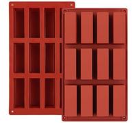 JOERSH 2pcs Rectangle Silicone Granola Bar Mold, 12-Cavity, BPA Free, White