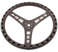Joes Racing Steering Wheel, 14in Dished, 3 Spoke, Aluminum, Black - Universal Fit for Go Kart