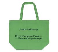 Joester Wellbeing - Cotton/Canvas Tote Bag. (Quote 1: If you change nothing, nothing changes, Grass Green)