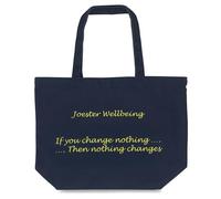 Joester Wellbeing - Cotton/Canvas Tote Bag. (Quote 1: If you change nothing, nothing changes, Midnight Blue)