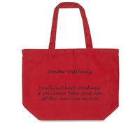 Joester Wellbeing - Cotton/Canvas Tote Bag. (Quote 7: You’ll just keep crashing if you never take your eye off the rearview mirror, Radiant Red)