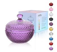 Joeyan 12 oz Small Purple Glass Jewelry Box Jars with Lid,Embossed Glass Candy Dishes,Diamond Faceted Food Container,Decorative Apothecary Canisters,Colored Kitchen Bathroom Buffet Storage Organizer