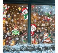 Joeyan 192PCS Christmas Window Stickers, 6 Sheets Large Double-Side Santa Claus Snowman Reindeer Christmas Window Clings Decoration, Funny Reusable Snowflake Decals for Xmas Home Party Decorations