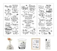 Joeyan 3 Sheets Rub On Transfers for Crafts and Furniture Inspirational Words Rub on Transfer Stickers Motivational Quote Decals for Wood Glass Metal Canvas Porcelain Plastic DIY Craft Home Decor